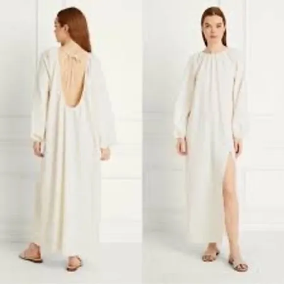 HILL HOUSE The Simone Maxi Dress in Coconut Milk (Offwhite) - Image 3