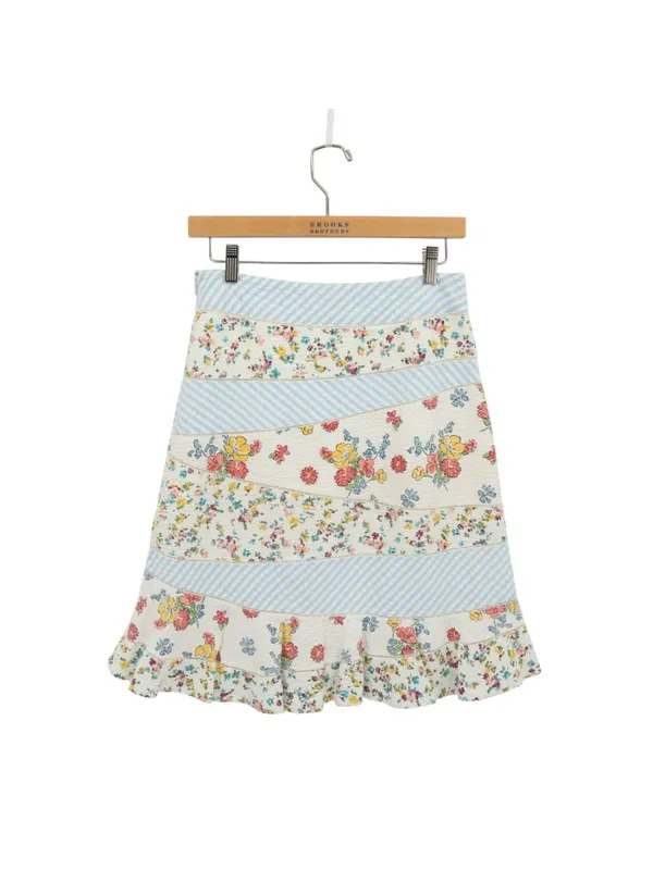 Anthropologie Odille Floral Striped Patchwork Seersucker Sassafras Skirt 2 - Image 4