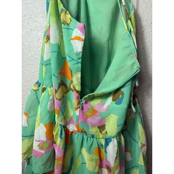 ASTR the Label Aneira Floral Tiered Maxi Dress Green Pink Multi Size‎ S - Image 10