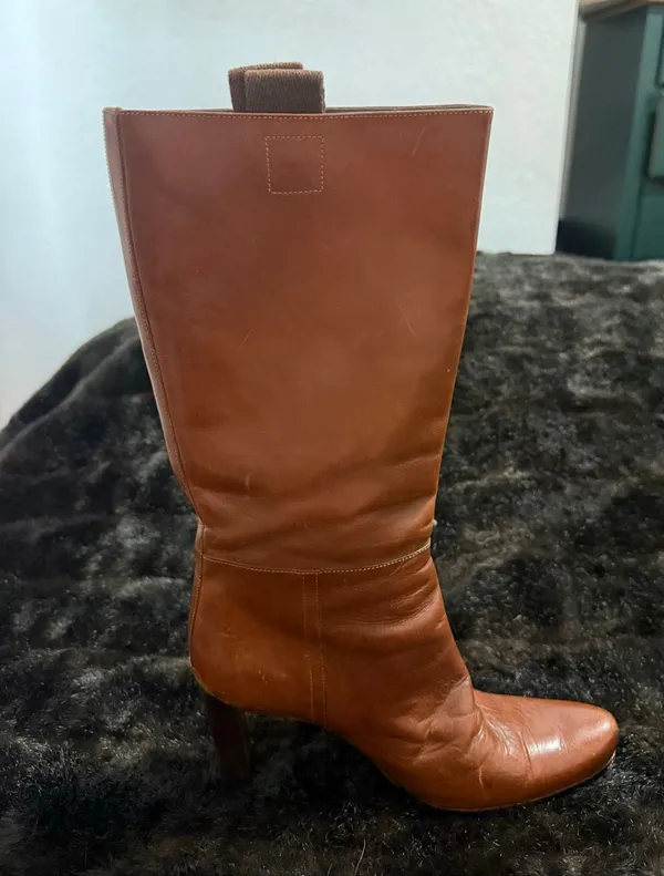 Vintage Miu Miu Cognac Leather Knee high boots 37 7 SINGLE LEFT BOOT - Image 4