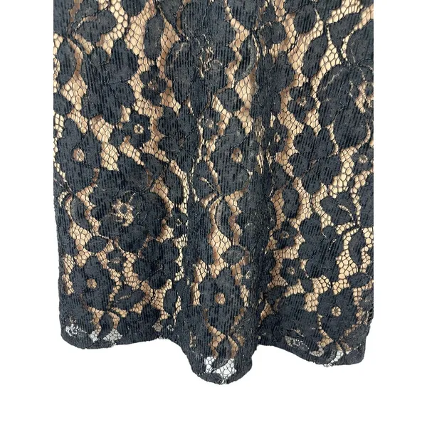 Free People Sleeveless Black Lace Tan Deep V-neck Mini Dress 8 NWT - Image 4
