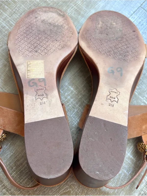 Tory Burch Mini Benton Wedged Sandal Ambra Tan Suede Leather Women’s Size 9 - Image 11