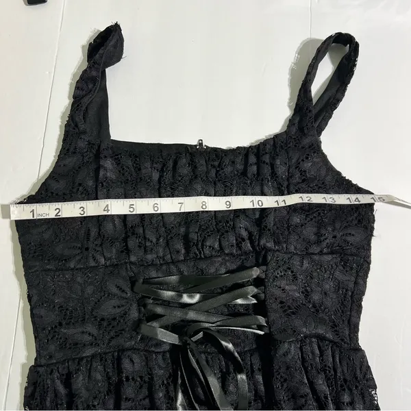 Cosmic Aura Black Lace Corset Midi Dress Size S | Gothic Dark Academia - Image 6