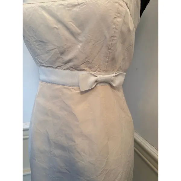 Vintage J.Crew Emma 100% Silk Faille Convertible Strapless Dress with Waist Bow - Image 3