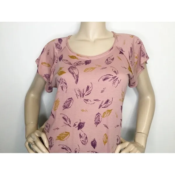 T La Anthropologie Sylvan Flutter Sleeve Tee Shirt Top Pink Floral Size Small - Image 4