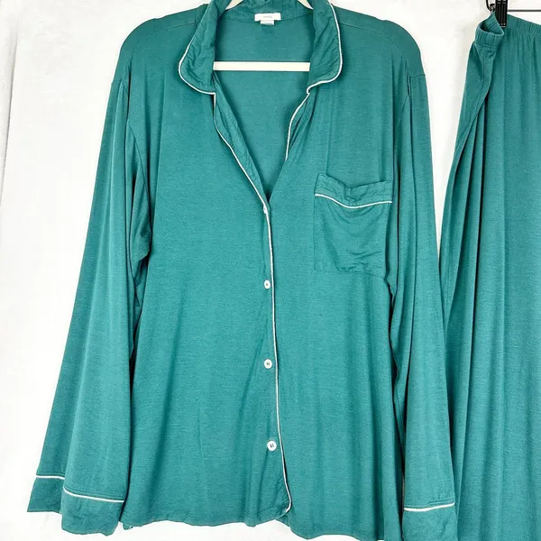 Eberjey Gisele Tencel Modal Long Pajama Set Size XL Evergreen - Image 5