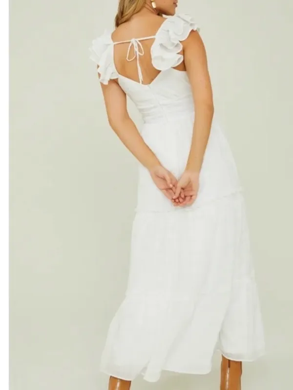 Altard state anna‎ flutter sleeve maxi dress White Sz Medium - Image 2