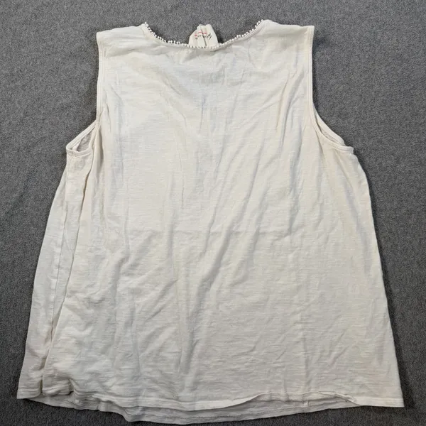Two by Vince Camuto Women's XL White Lace Zigzag Pom Pom Trim Tank Top - Image 8
