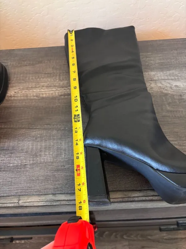 Classic Black Heeled Knee Boots - Women - Image 8