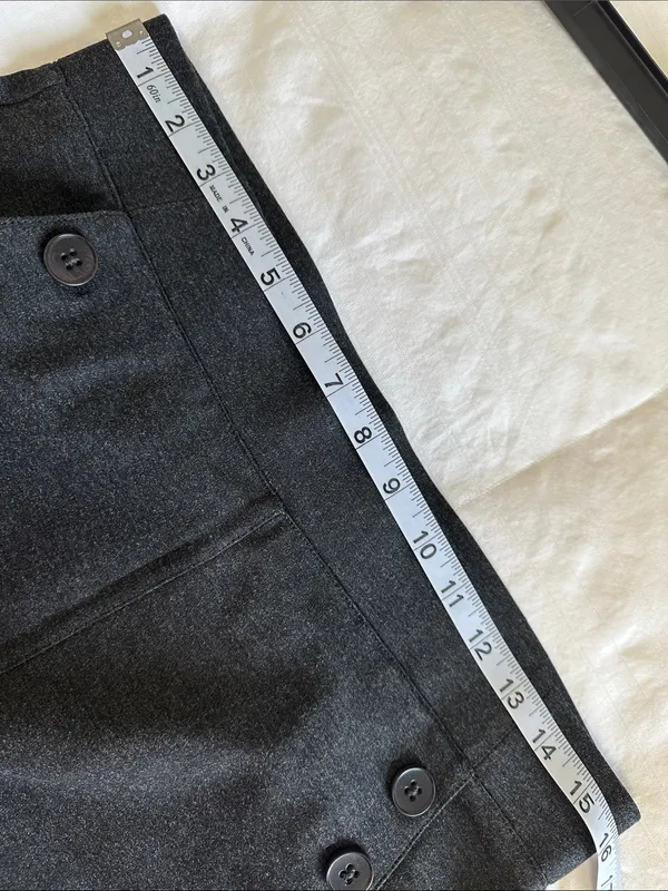 Betabrand Dark Heather Gray Pants with Front Button Accents Size Large Petite - Image 4
