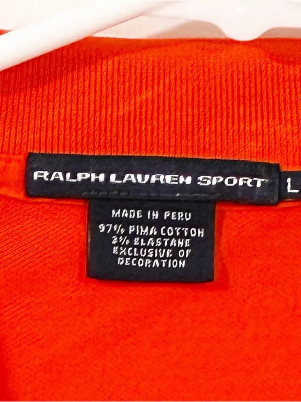 Ralph Lauren Sport Polo Size Large Orange & Blue Shirt Pima Cotton Short Sleeve - Image 3