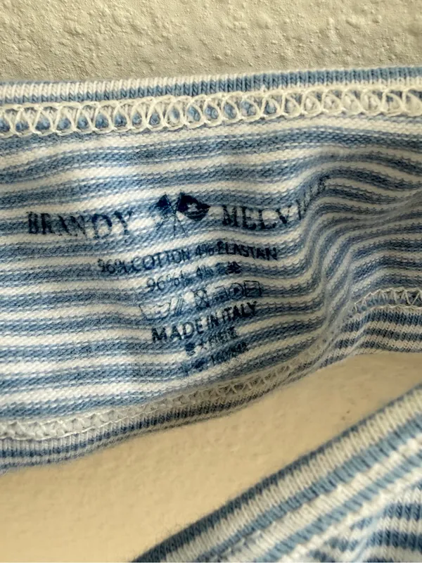 Brandy Melville Light Blue & White Striped Bralette - Image 2