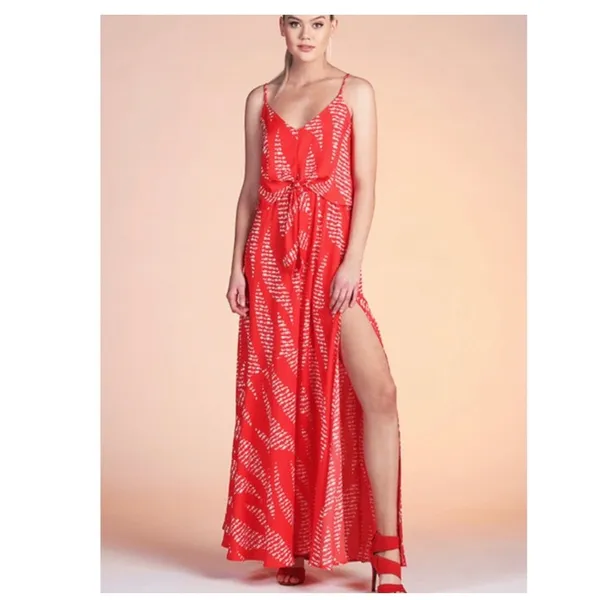 Vici Pink Red Tropical Print Maxi Dress Small Sleeveless Beach Vacation - Image 9