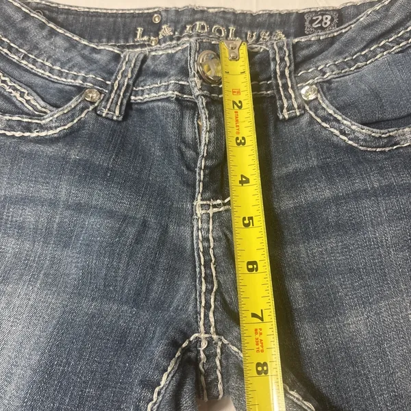 LA Idol Jeans Woman 28 Bootcut Rhinestone Embellished Rodeo Low Rise Denim Y2K - Image 6