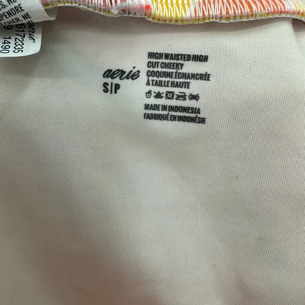 Aerie size Small‎ bathing suit bikini bottoms cheeky high cut yellow orange pink - Image 5