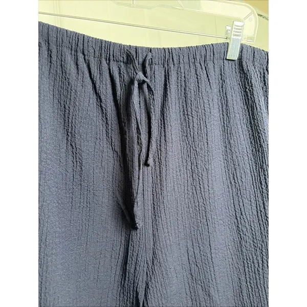 Analogy Textured‎ Crinkle Crop Pants Womens Size XL Navy Blue Lagenlook Clean - Image 4