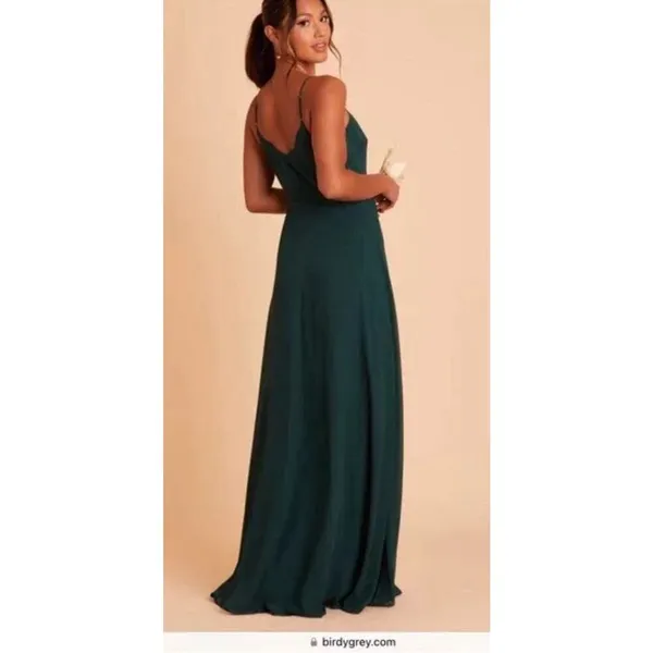 Birdy Grey Dress Formal Women Size Small Green Cindy Wrap Chiffon Prom Wedding - Image 2