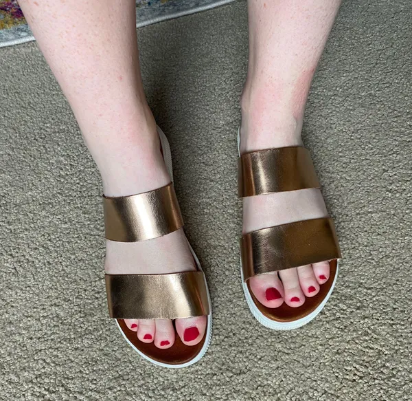Rose Gold Metallic Platform Sandals - Image 3