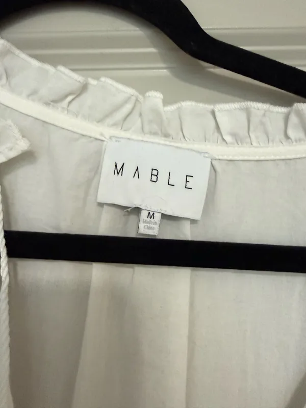 Mabel white mini dress with blue embroidery - Image 2
