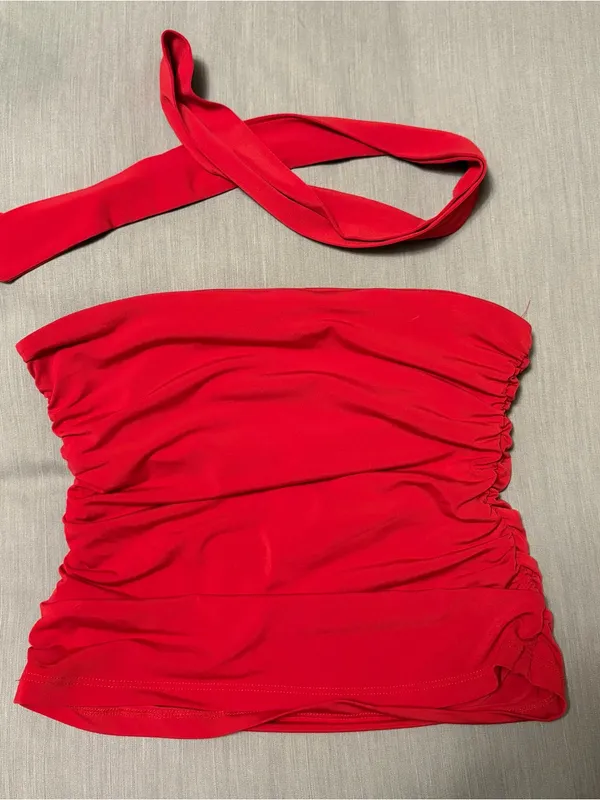 Women's Scarf Tube Top - Wild Fable Brand Target, Red, Small, Tank Top W/ Tie - Image 4