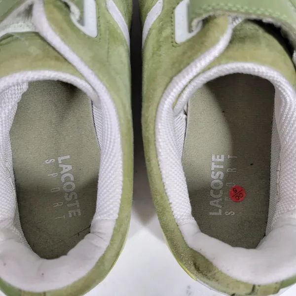 Lacoste Womens Vito Driving Shoe 9 Green White Leather Suede Hook & Loop Sneaker - Image 9