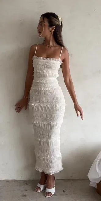 SOLANA IVORY SEQUIN PLEAT MAXI DRESS. Size XL - Image 8