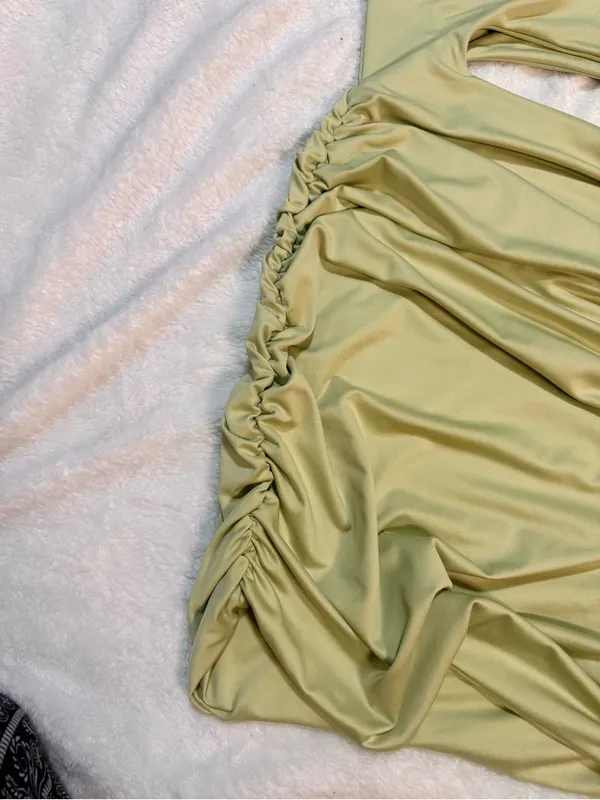 Sleeveless Cutout Ruched Mini Dress - Sage Green - Image 4