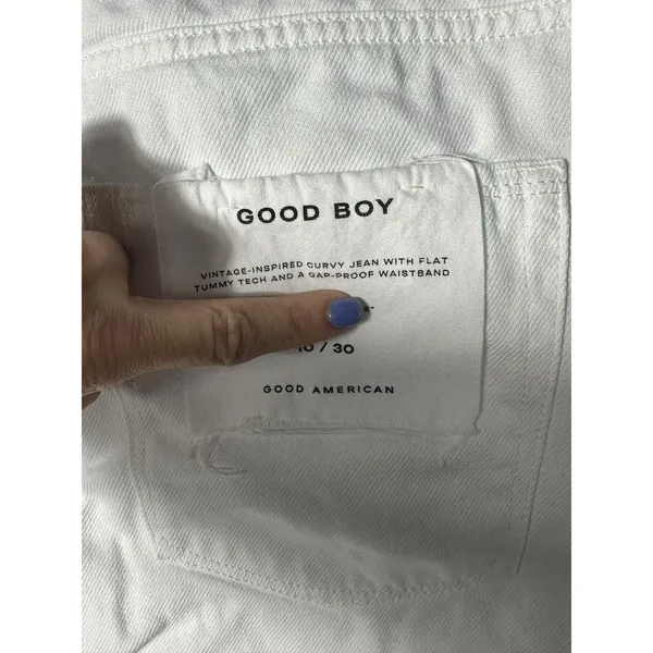 NWT Good American Size 10‎ White Good Boy Button Fly Cropped Jeans Altered #J9-5 - Image 6