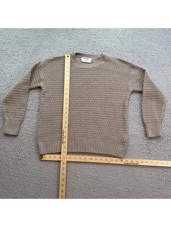Old Navy Women’s Small Taupe Waffle Knit Tunic Sweater Cotton Viscose Crewneck - Image 3