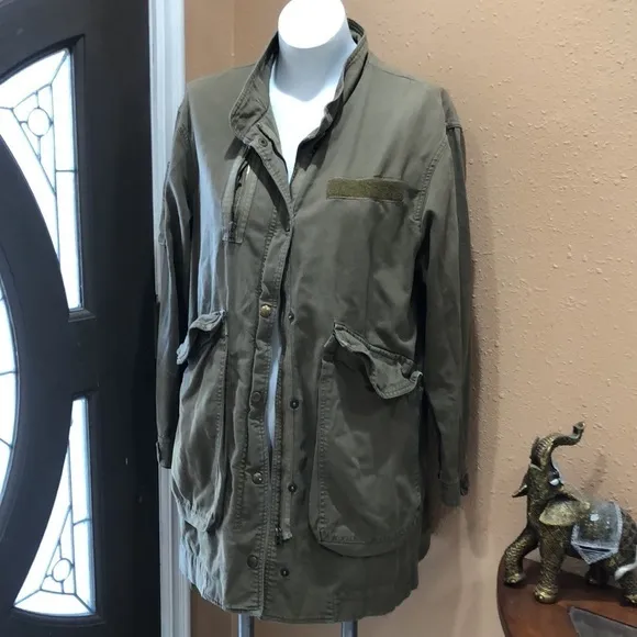 Zara basic olive green utility jacket - Image 2