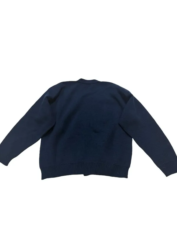 Pendleton Navy Floral Rose Print Cardigan Sweater Wool Knit Button Large Women's - Image 8