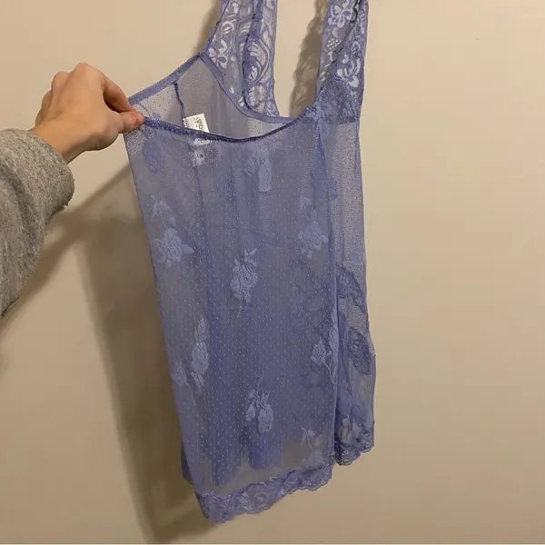 Frederick's of Hollywood Blue/Purple Lace Lingerie Babydoll size Medium - Image 5