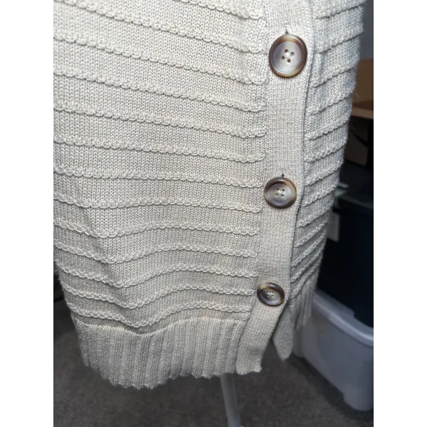 Chico's Beige Taupe Cotton Linen Sweater Vest 3 XL Side Button Layers‎ Preppy - Image 4