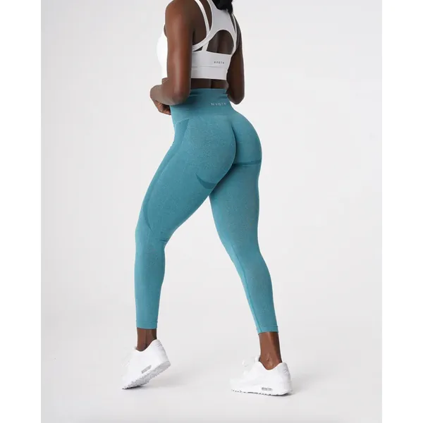 NVGTN Teal Contour Seamless Leggings Athleisure Gym High Waist Size Medium‎ - Image 2