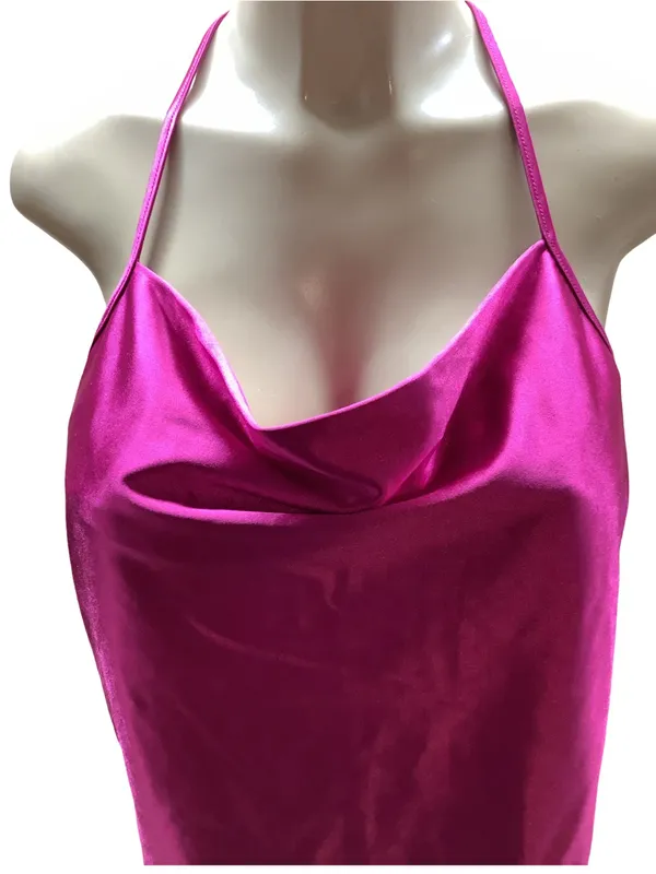 Wild Fable Size Medium Fuchsia Satin Cowl Neck Halter Camisole - Image 2