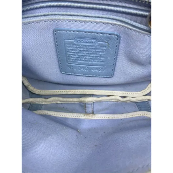 COACH Small Handbag Green White Tote Bag - Image 6