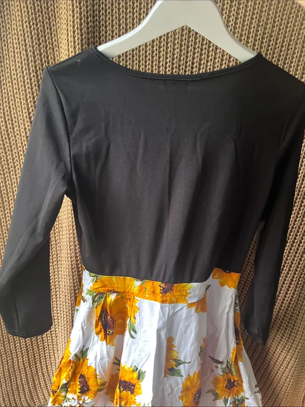 Black Bodice Sunflower Print Girls' Dress - Image 5