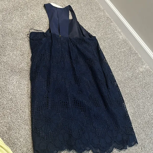 Trina Turk Felisha Silk-Blend Shift Dress‎ Indigo Size 8 NWT - Image 4