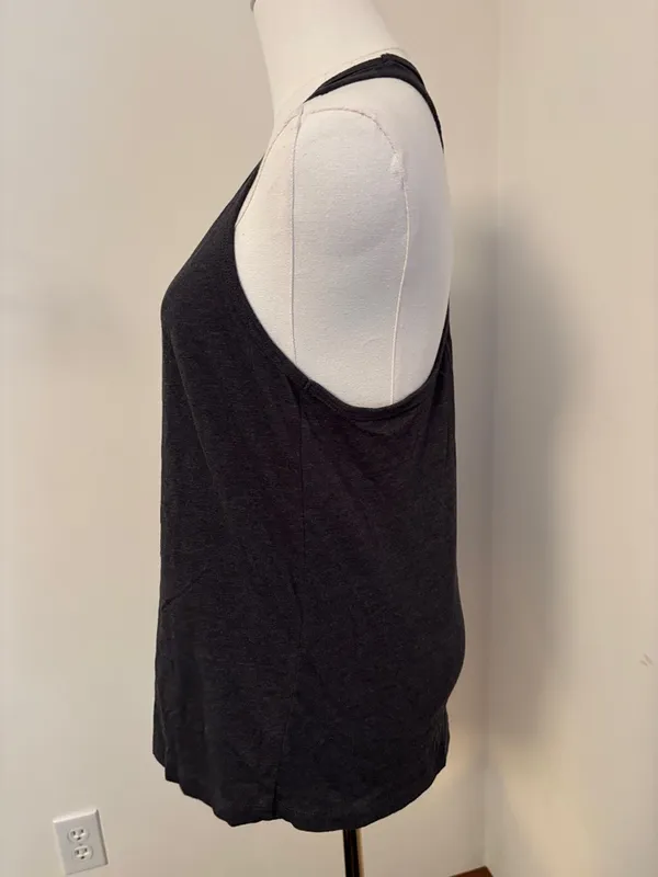 Grey Scoop Neck Racerback Tank Top Gray Size L - Image 2