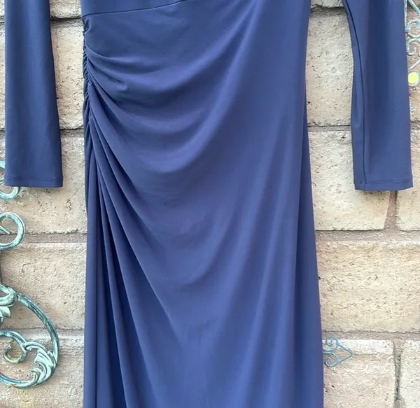 Ralph Lauren Evening Gown Dress Beaded Necklace Long Sleeve Maxi Purple Size 4 - Image 5