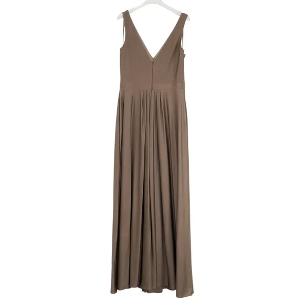 Allure Bridesmaids Mocha Long V-Neck Bridesmaid Gown Formal Dress Size 10 - Image 4