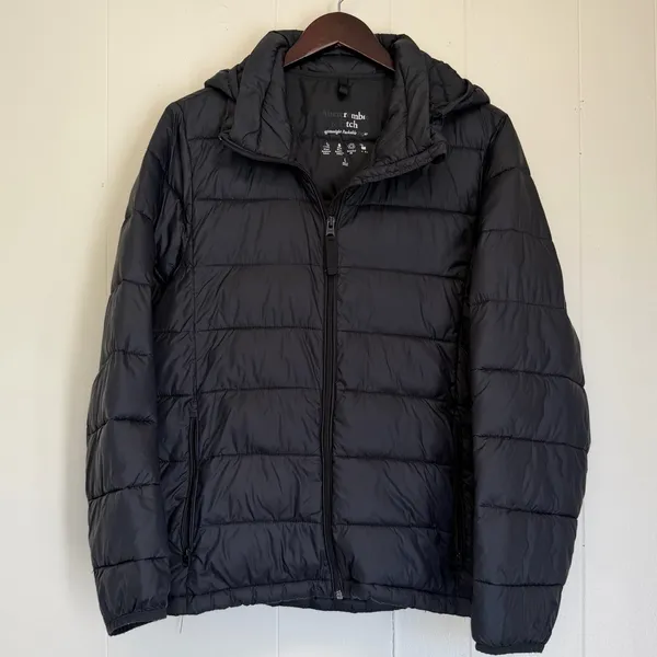 ABERCROMBIE & FITCH Lightweight Packable Puffer Black Large - Image 3