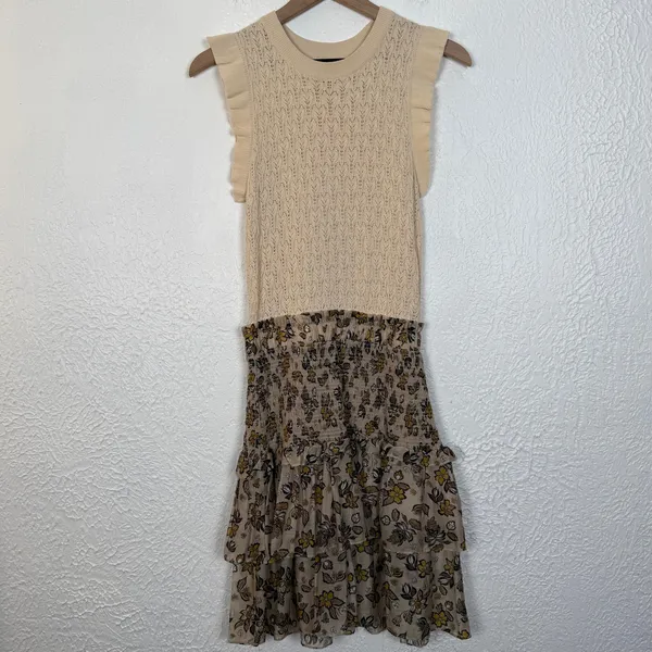 Current Air Anthropologie Ruffle Crewneck Mini Sweater Dress Size Small - Image 2
