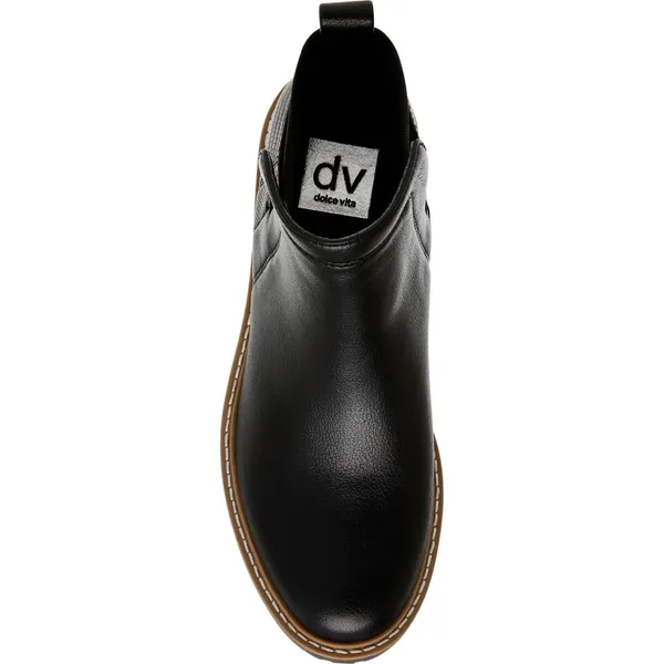 DV Dolce Vita Rango Black Lug Sole Chelsea Ankle Boots Croc Embossed Heel 8 - Image 8