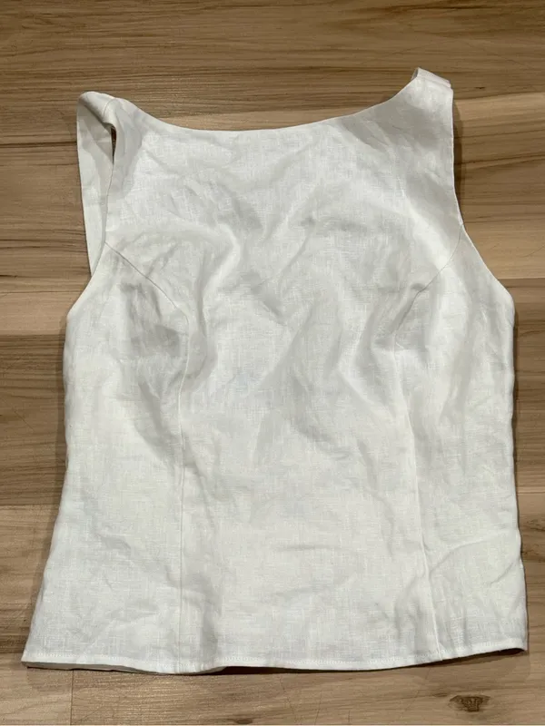 NEW Reformation Marleigh Linen White Top Women’s 4 - Image 3