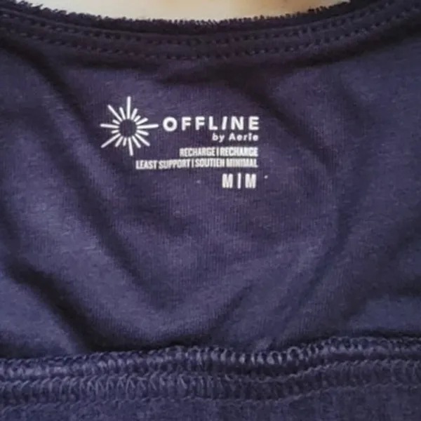 OFFLINE by Aerie Recharge Terry Bralette Womens Size M Navy Blue‎ Lounge Cotton - Image 4