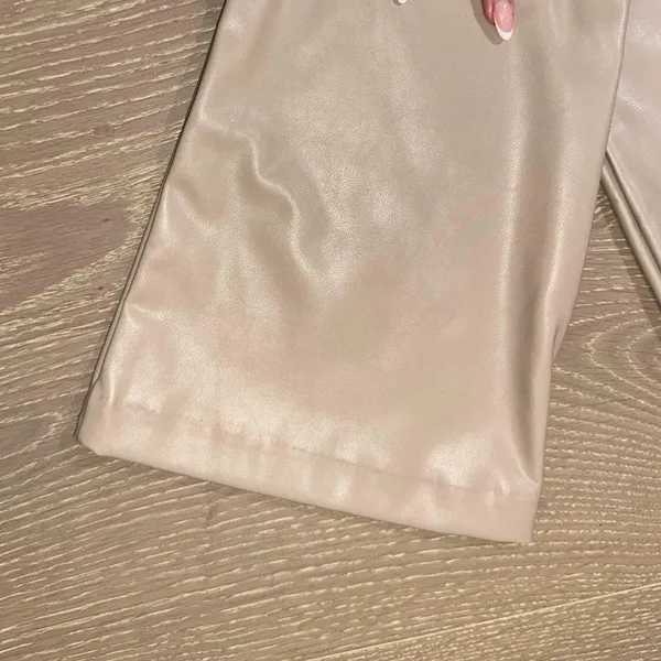 Abercrombie&Fitch Vegan Leather Elegant Tan Women's Pants size 24L/00 Curve Love - Image 3