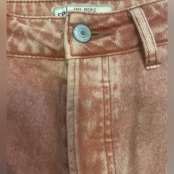 Free People Wales High Rise Wide Leg Cropped Faded Button Fly Jeans Size 28 - Image 6