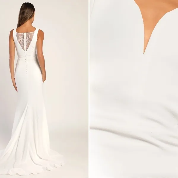 LULUS Bridal Wedding Elegant Sophisticated Sexy Lace Mermaid Gown - Image 3