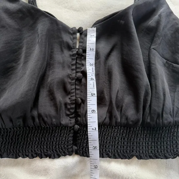 Free People Intimately You Honey Black Satin Crop Top Size Small Boho Indie - Image 9